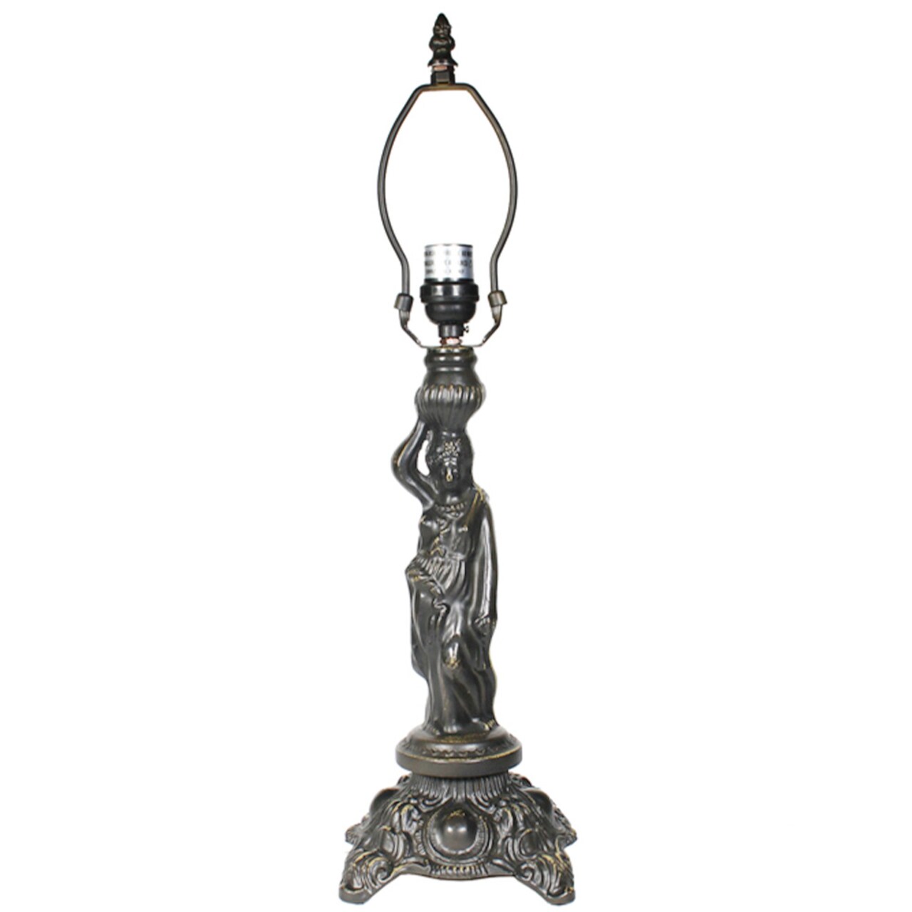 Poseidon Metal Lamp Base, Dark Bronze Finish With Gold Highlights, Nicely Weighted, 21" Tall